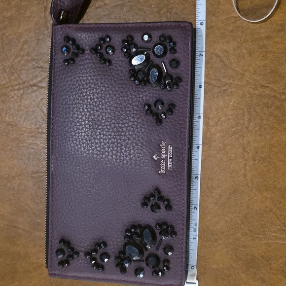 Kate Spade Dark Purple Wristlet with Black Embellishments - Picture 7 of 9